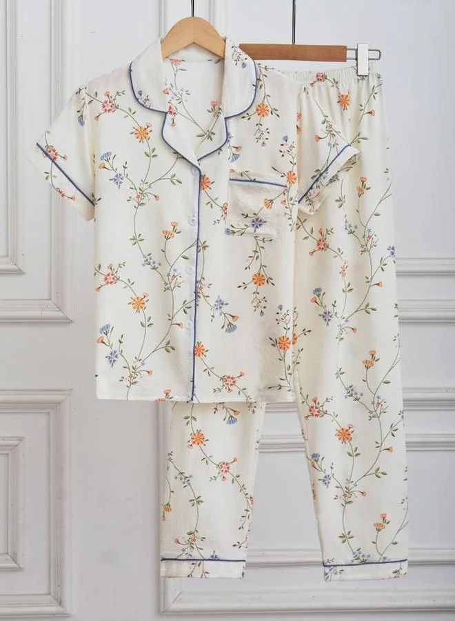 Take Two Women Floral Print Shirt and Pyjama Set